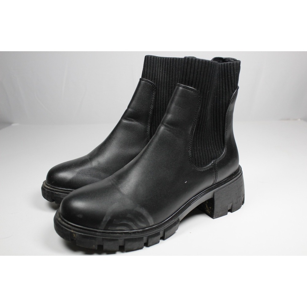 Steve Maddenโ Hayle Womens 9.5 Chelsea Boots Black Leather Platform Heel Pull On